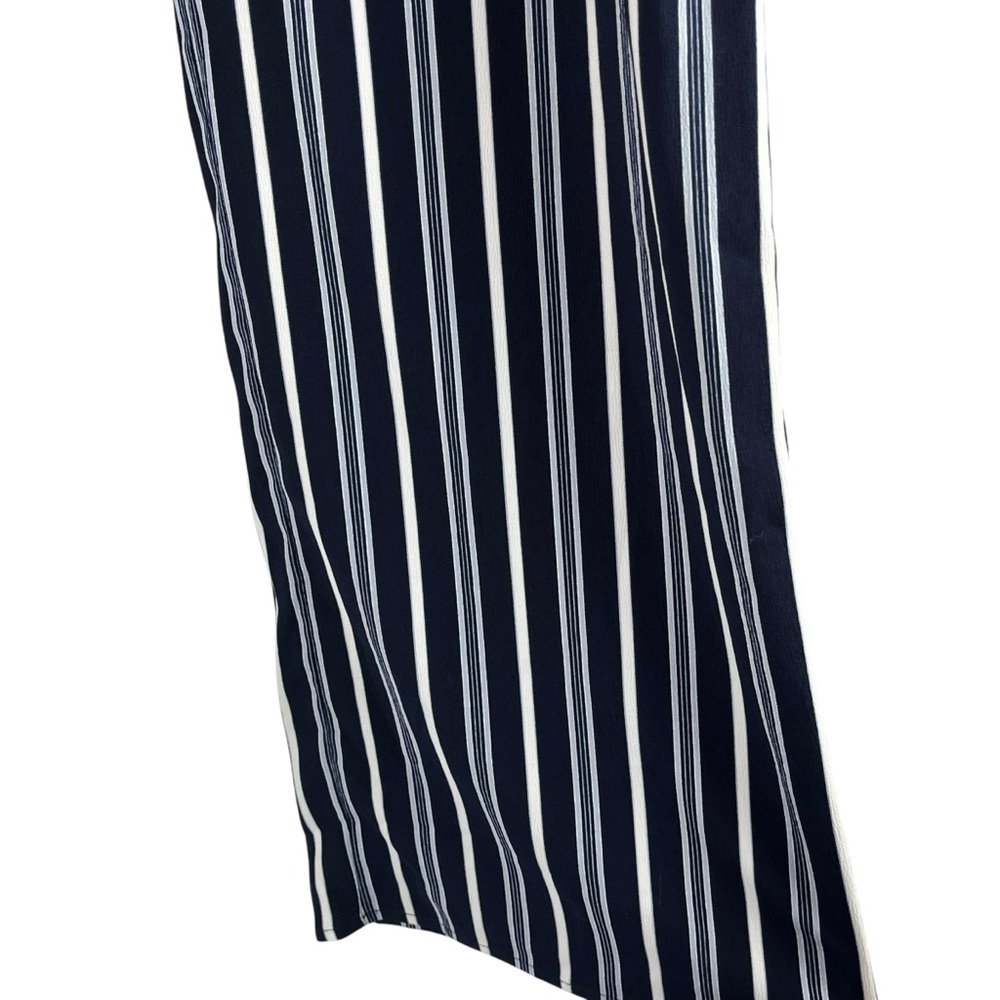 Tahari Womens Lined Wide Leg Jumpsuit Belted Romper Blue White Stripe Stretch 10 - Picture 9 of 11